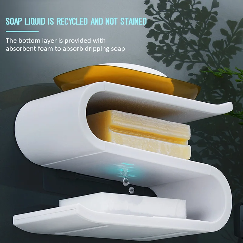 

Wall Hanging Soap Storage Box Dish S Type 3 Layer Soap Holder Rack Shower Toiletries Plastic Drain Tray Shelf Bathroom Organizer