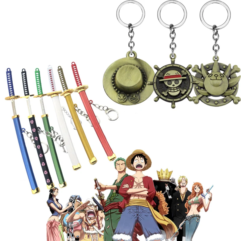 ワンピースキーホルダーゾロ剣キーホルダー帽子アンカーペンダントカーキーホルダールフィキーチェーンホット日本アニメジュエリー子供のためのギフト キーホルダー Aliexpress