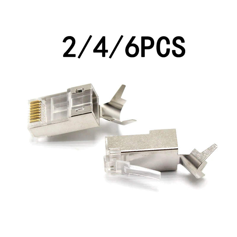 RJ45 Connector Cat6a Cat7 RJ45 Plug Shield FTP 8P8C Network Connector 2 4 6pcs 2