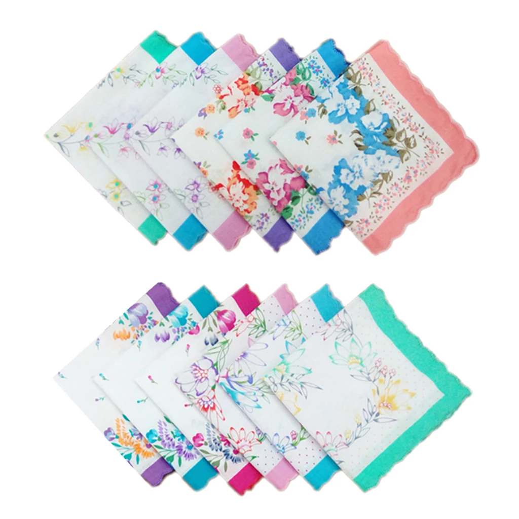 12pcs Women  Square Multicolor Hankerchiefs Fashion  Hankerchief