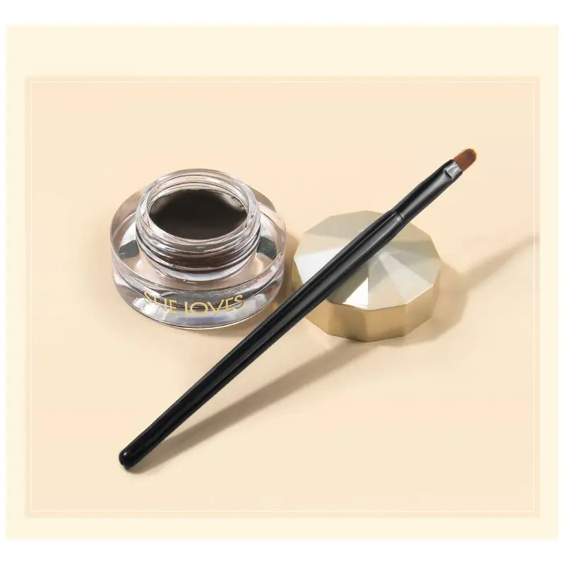 Черный водостойкий крем-подводка для глаз Make Up beauty Comestics стойкая гелевая подводка для глаз инструменты для макияжа теней с кистью