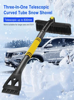 

360°Ice Scraper Winter Snow With Brush Car Windshield Snow Remove Frost Car Vehicle Durable Snow Adjustable Broom Plastic