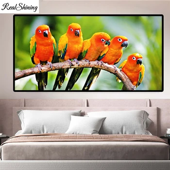 

DIY Diamond Painting Rhinestone Parrot Flock Animal Bird Full Square/Round Drill Cross Stitch 5D Beadwork Embroidery Large F640