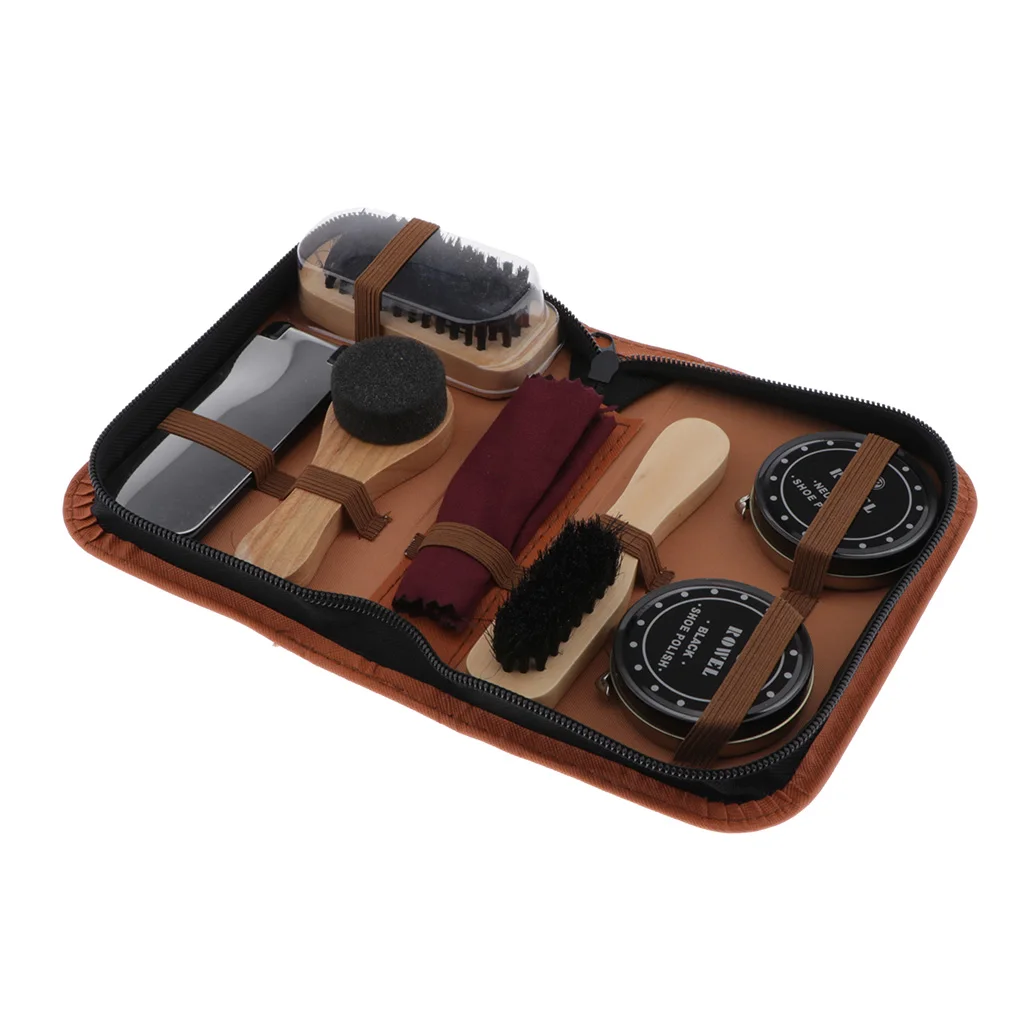 Shoe Shine Care Kit Shoe Polish Brush Set for Leather Shoe Boot Daily Care