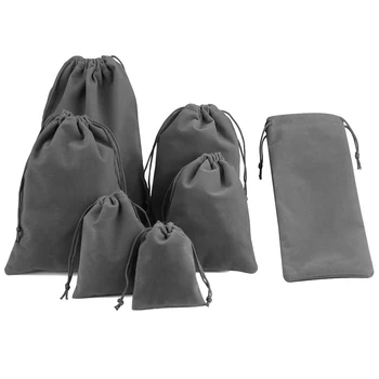 10 개/몫 진주 벨벳 벨벳 가방 모든 크기 보석 포장 벨벳 Drawstring 파우치 선물 가방 웨딩 파티 수 사용자 정의