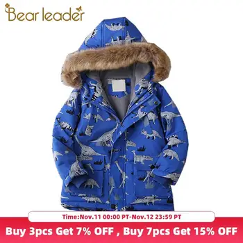 

Bear Leader Winter Kids Outerwear Boys Girls Down Jacket Cartoon Dinosaur Costumes Warm Baby Hooded Coat Babys Clothing 4-13Y