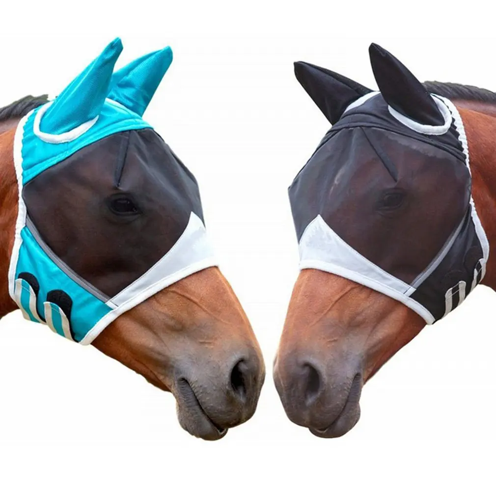 Съемная Сетчатая Маска для лошади с носовой крышкой, маска для верховой мухи, полностью маска для лица, противомоскитная маска для носа, УФ