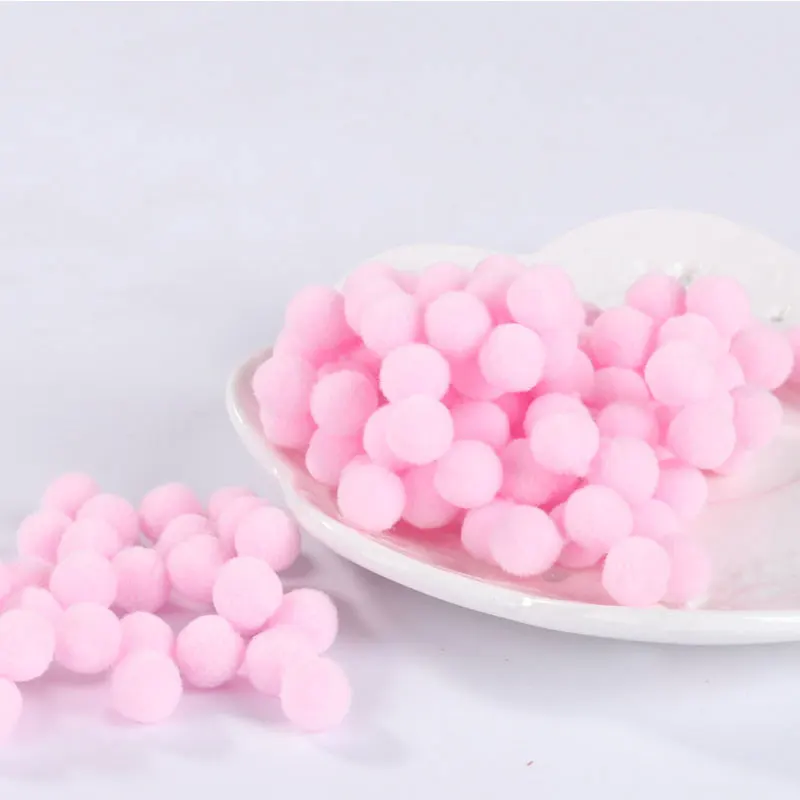 100 шт 8 мм Мини пушистые мягкие помпоны шар ручной работы детские игрушки свадебный Декор DIY товары для шитья и рукоделия - Цвет: Розовый
