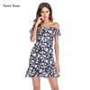 2019 Summer Dress Women Boho Style Floral Print Bohemian Chiffon Dress Sexy Off Shoulder Ruffle Strap Casual Party Beach Dresses Dress Women's Women's Clothing