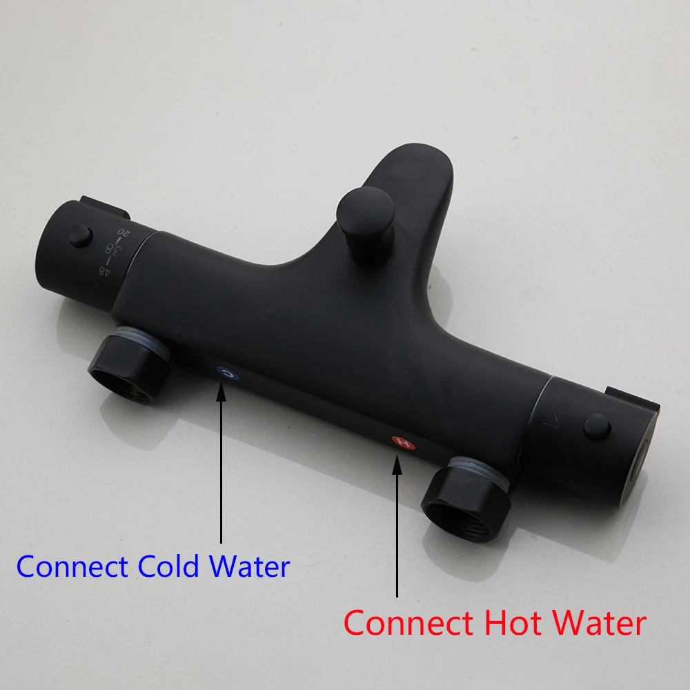 Monite Wall Mounted Thermostatic Mixer Taps Matte Black Shower Faucet Set Exposed Bathtub Basin Sink Faucet Hand Shower Set bathtub faucet shower set shower faucet