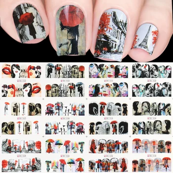 

12pcs Nail Stickers Decals Sexy Lips Girl Face Designs Nail Art Water Transfer Sliders Valentines Tattoo Manicure TRBN1525-1536
