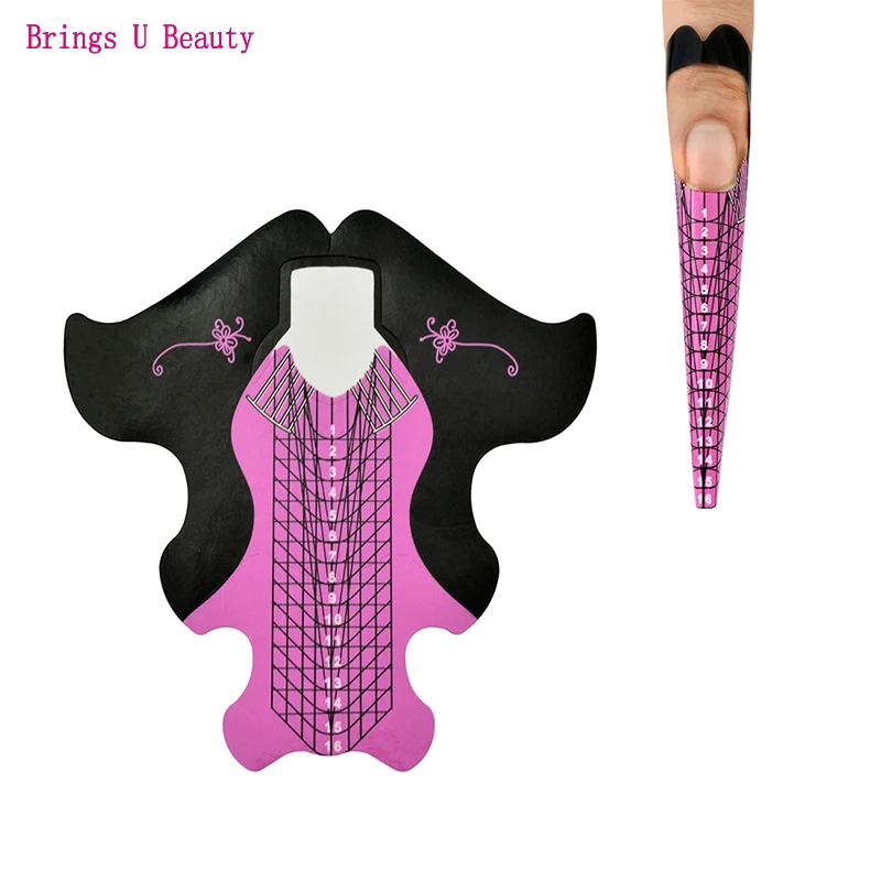 

100 pcs/pack Square/Rhombus/Stiletto Tips Self Adhesive Longest Nail Form Stickers for Gel Acrylic Nail Tips Extension Guide