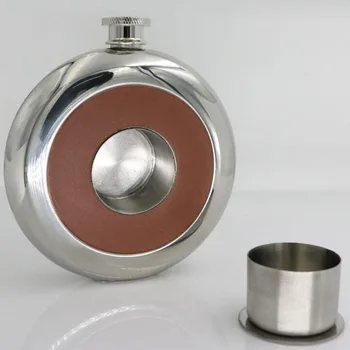 

30 Sets Round Stainless Steel Pocket Flask With Build-in Cup 5oz Hip Flask Mirror Polished Bottles+ Free Funnel
