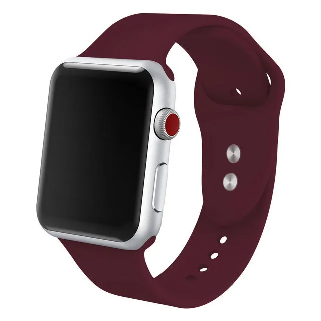 Силиконовый ремешок для наручных часов Apple Watch, 42 мм, 38 мм, Версия 44 мм 40 мм резиновый браслет для наручных часов Черные полуботинки со шнуровкой и ремешком наручных часов Iwatch серии 4/3/2/1 браслет - Цвет ремешка: NO.37.Dull-Red