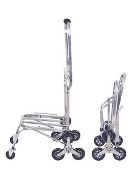 

Shopping Cart Trolley Folding Lever Trailer Portable Home To Buy Vegetable Stowaway Stainless Steel Climbing God Stainless Steel