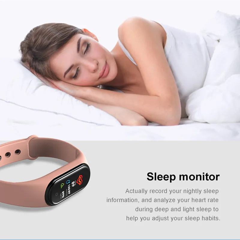 H739229ea5ff54005adf490475ede59f7K M4 Smart Band Wristbands Fitness Tracker Health Heart Rate Blood Pressure Bluetooth Sports Bracelet smartband