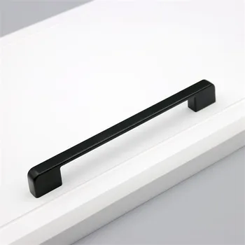 American Style Black Aluminum Cabinet Handles and Knobs Simple Kitchen Drawer Pulls Furniture Handle Door Hardware Modern Design