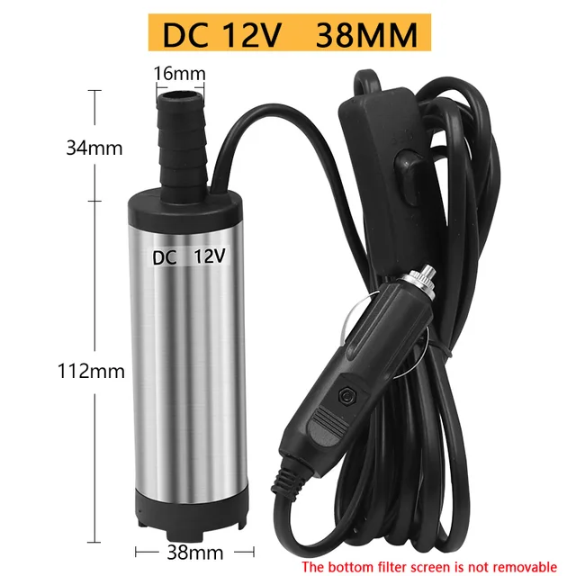 12V DC Diesel Fuel Water Oil Car Camping Fishing Submersible Transfer Pump 12V 38mm smoke