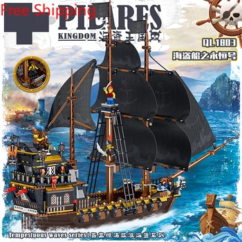 

Pirates of The Caribbean The Black Eternal Pirate Ship Boat Building Blocks Fit Creator Technic Bricks Children Toy Gift