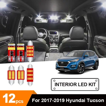 

12 x White No Error Car LED Light Map Dome Trunk Cargo Vanity Mirror License Plate Bulb Package Kit For 2017-2019 Hyundai Tucson