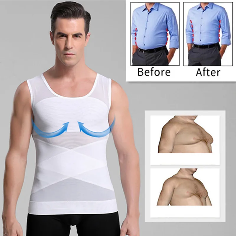 Chest Compression Vest Men Gynecomastia Body Shaper Sleeveless Posture  Corrector Slimming Waist Control Tummy Trimmer Tops