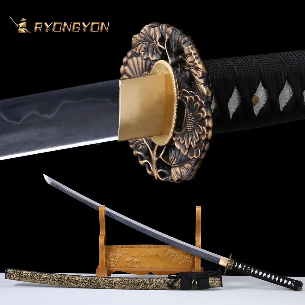 Handmade Sword Clay Tempered T10 Steel Japanese Samurai KATANA sword Full Tang 