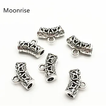 

20pcs Antique Tibetan Silver Charm Bail Tube Beads Spacer Beads, Pendant Connectors For Bracelet Necklace Jewelry Making