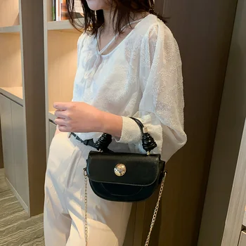 

Women Leather Shoulder Crossbody Satchel Solid Color Elegant Female Shoulder Travel Totes Bag Female Chain Messenger Handbags