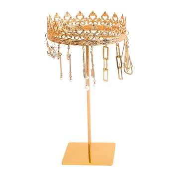 

Gold Jewelry Earring Holder Necklace Display Organizer Rack