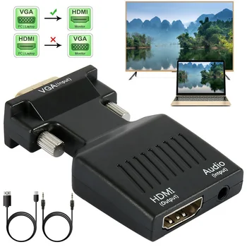 

Universal VGA To HDMI Adapter 1080P VGA(Male) To HDMI(Female) Converter With Audio Input In ABS Material Multiple Interfaces