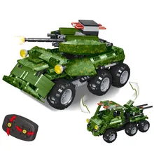587Pcs 2.4G DIY Assembly RC Transformable Tank Model Building Block Kit With Two Kinds Of Model