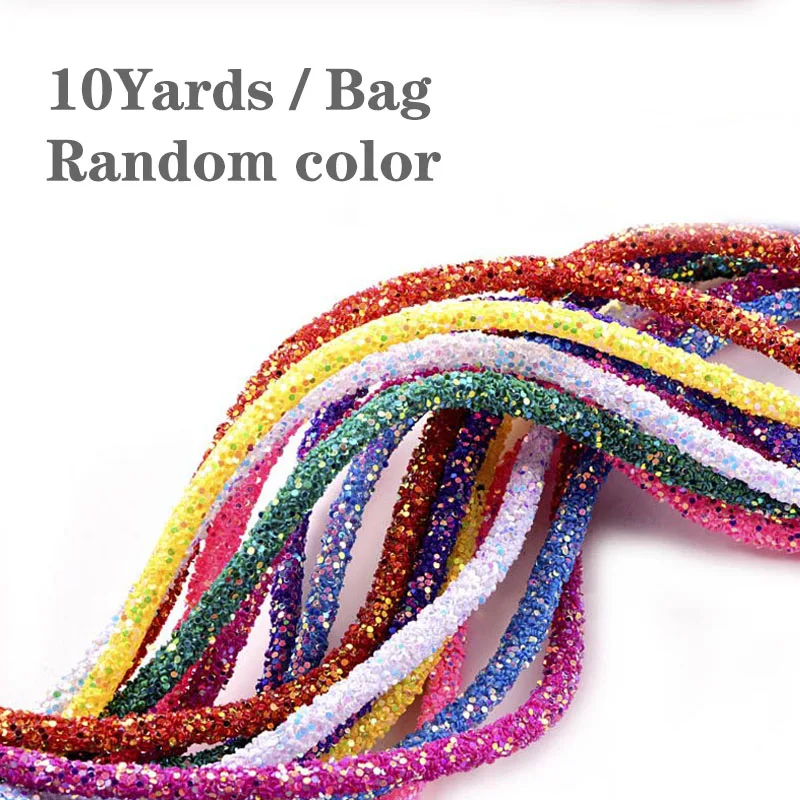 10 Yards 6mm Glitter Sequins Rhinestones Soft Tube Cord Rope String for DIY Sandals Bracelet Garment Collar Craft Supplies, rhinestone shoe lace