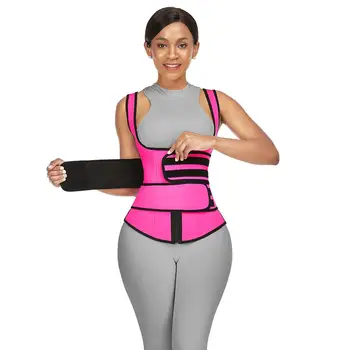 

Women Neoprene Waist Trainer Corset Double belts Black Slimming Body Shaper Solid Color for Trainer Body Tops Plus Size