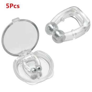 

5pieces/lot Magnetic Nose Clip Anti-Snore Stop Snoring Sleep Tray Sleeping Aid Relieve Nasal Congestion with Plaster Case