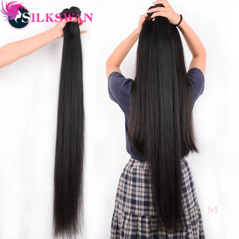 Miglior Silkswan Dritto 10 30 Inch Medio Rapporto extensions di Capelli Umani 100% Dei Capelli di Remy 28 32 34 36 40 Pollici Capelli Brasiliani fasci di tessuto
