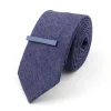 Tie&Clip Set Fashion 6cm Solid Color Linen/Cotton Necktie Bright Ties Pin Clips Clasp Colourful for Men's Clothing Accessories ► Photo 1/5