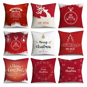 

Simple Christmas Style Polyester Cushion Cover Santa Claus Merry Christmas Gift Home Decoration Decorative Pillow Case