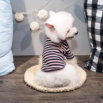 

Autumn and Winter Casual Style Pet Dog Clothin Striped Bear Base Shirt Breathable Autumn and Winter Essential Small Dog Clothing
