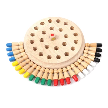 

Kids Wooden Memory Chess Game Match Stick Fun Block Board Game Educational Color Cognitive Ability Family Party Game Toy