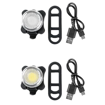 

Ultra-Bright USB Rechargeable Bike COB LED Head Front Rear Tail Clip Warning Light Lamp