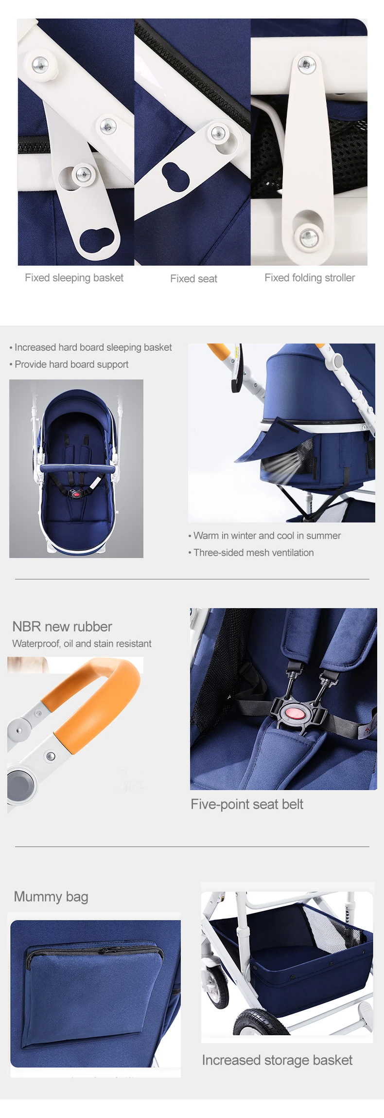 European type New design concept travel  luxury stroller baby 3 in1 baby pram