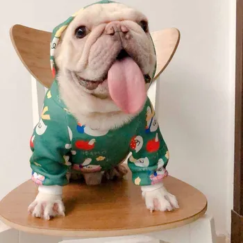 

Pet new autumn and winter clothing cute duck print sweater thin fleece hoodie French schnauzer clothes