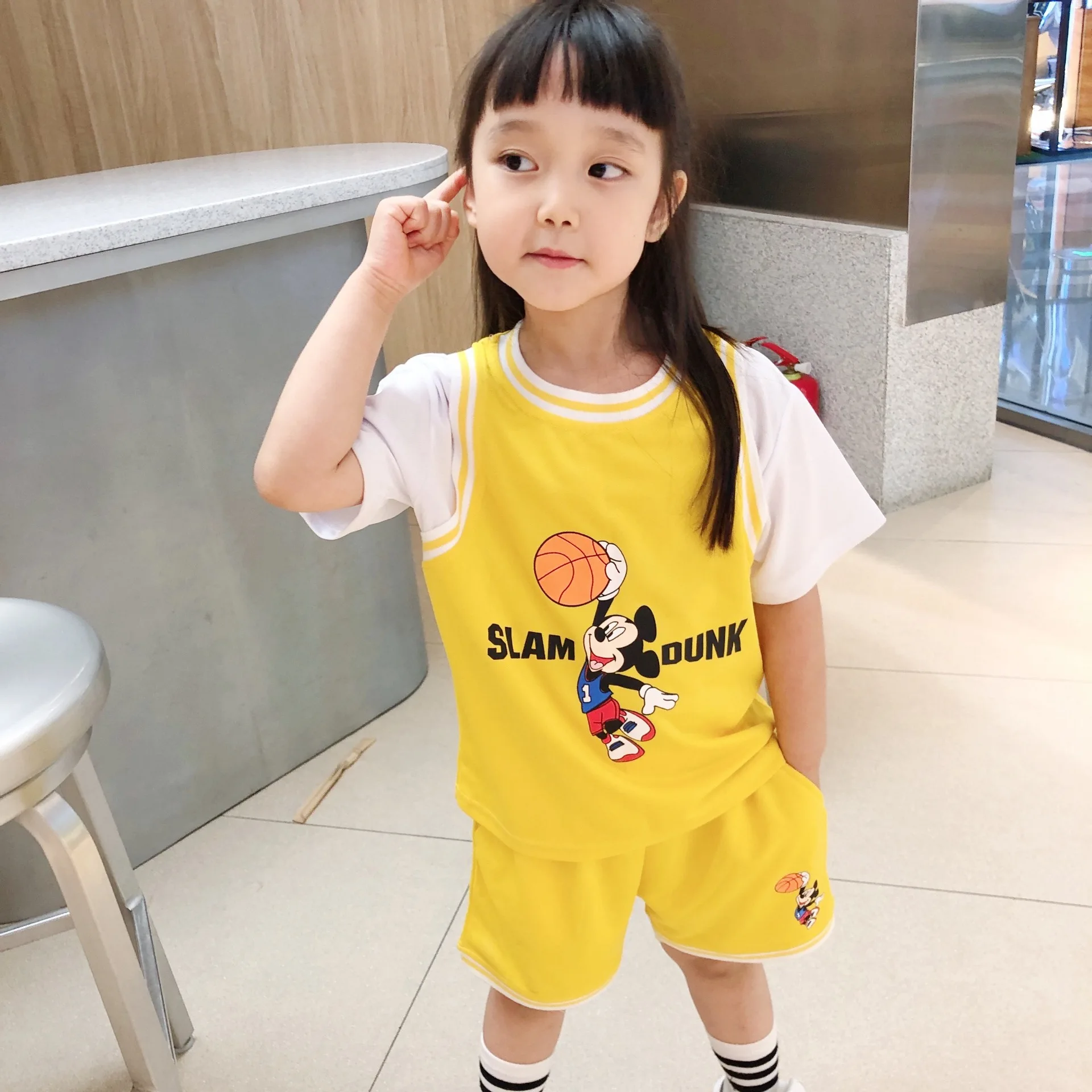 Summer Kids Cartoon Mickey Mouse Basketball Sport Clothes Sets Baby Boys Girls Short Sleeve T shirt+Pants Sets Child Tracksuits dad and baby clothing sets	