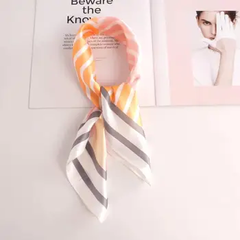 

luxury designer brand orange square stripe scarf neck wrap women chic headband ladies basic ins hankerchief foulard new 21"x21"