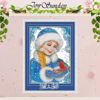 

The blue-coated girl atterns Counted Cross Stitch 11CT 14CT Cross Stitch Set Wholesale Cross-stitch Kit Embroidery Needlework