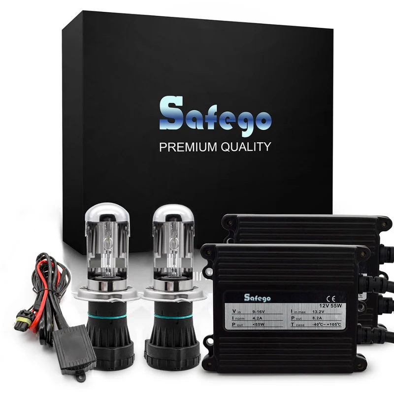 Safego AC 12V hid xenon kit 55w H4-3 Bi xenon H4 Высокий Низкий Hi/lo Набор для биксенона 4300K 5000K 6000K h4 ксенон 55w Автомобильные фары