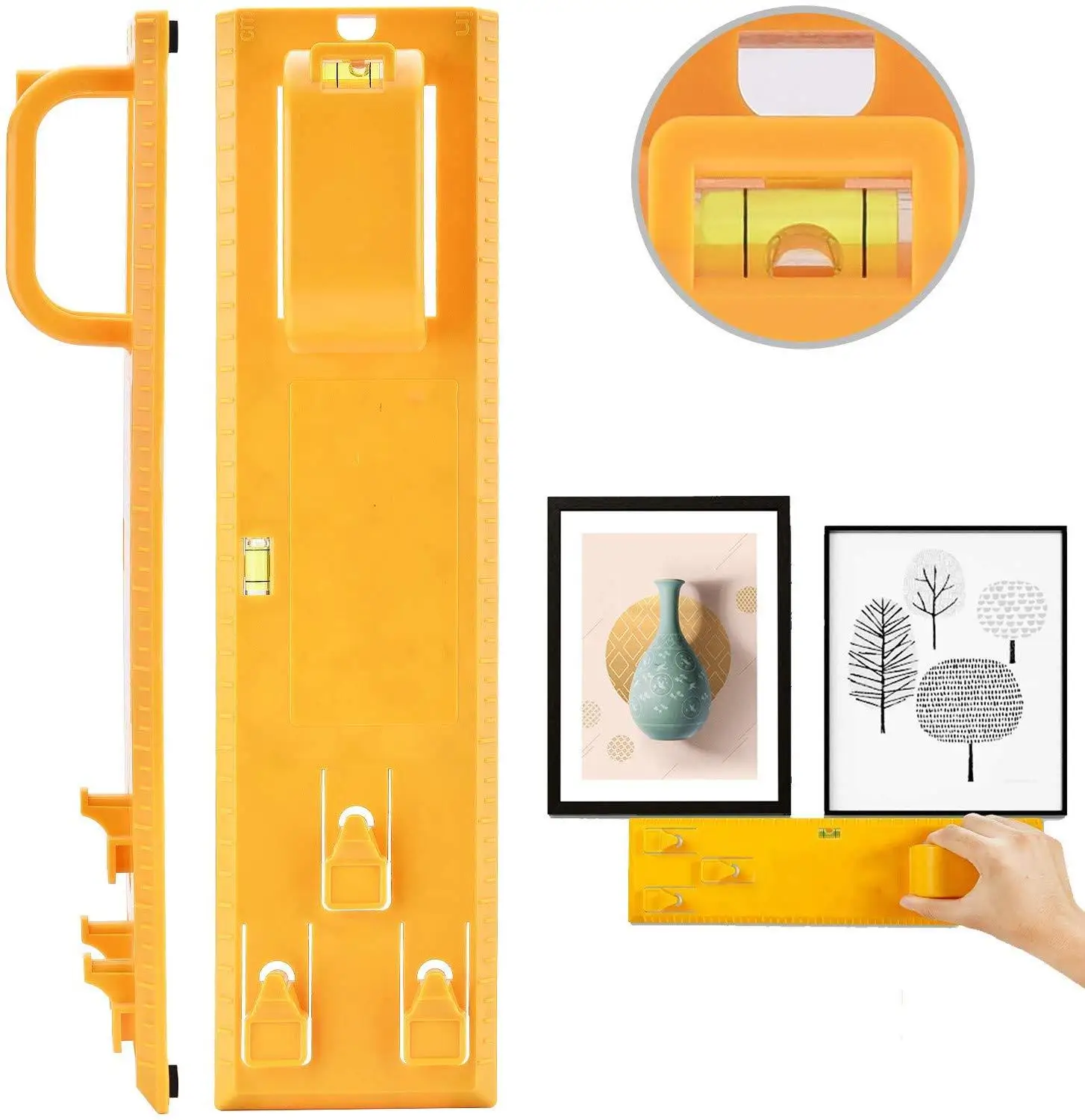 jaune Photo Hanging outil avec niveau facile Cadre Hanger mur Kit de suspension 