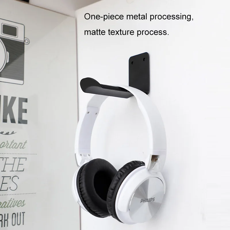 Universal Metal Headphone Holder Headset Bracket L Shape Hanger Foldable Wall Desk Hook Earphone Stand Desktop Mount