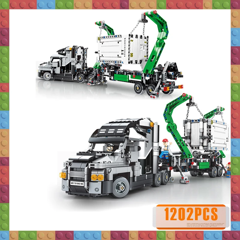 

1202pcs Big Truck Mark Container Vehicles Car Building Blocks Toys City Engineering Block Compatible Legoing Technic Bricks