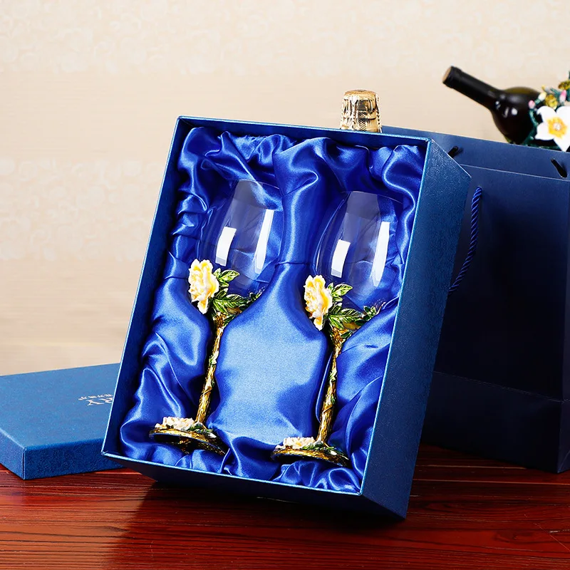 Эмаль 1 пара хрустальный бокал для вина es Свадебная церемония день рождения флейты для шампанского креативная Мода Подарочная упаковка бокал для вина